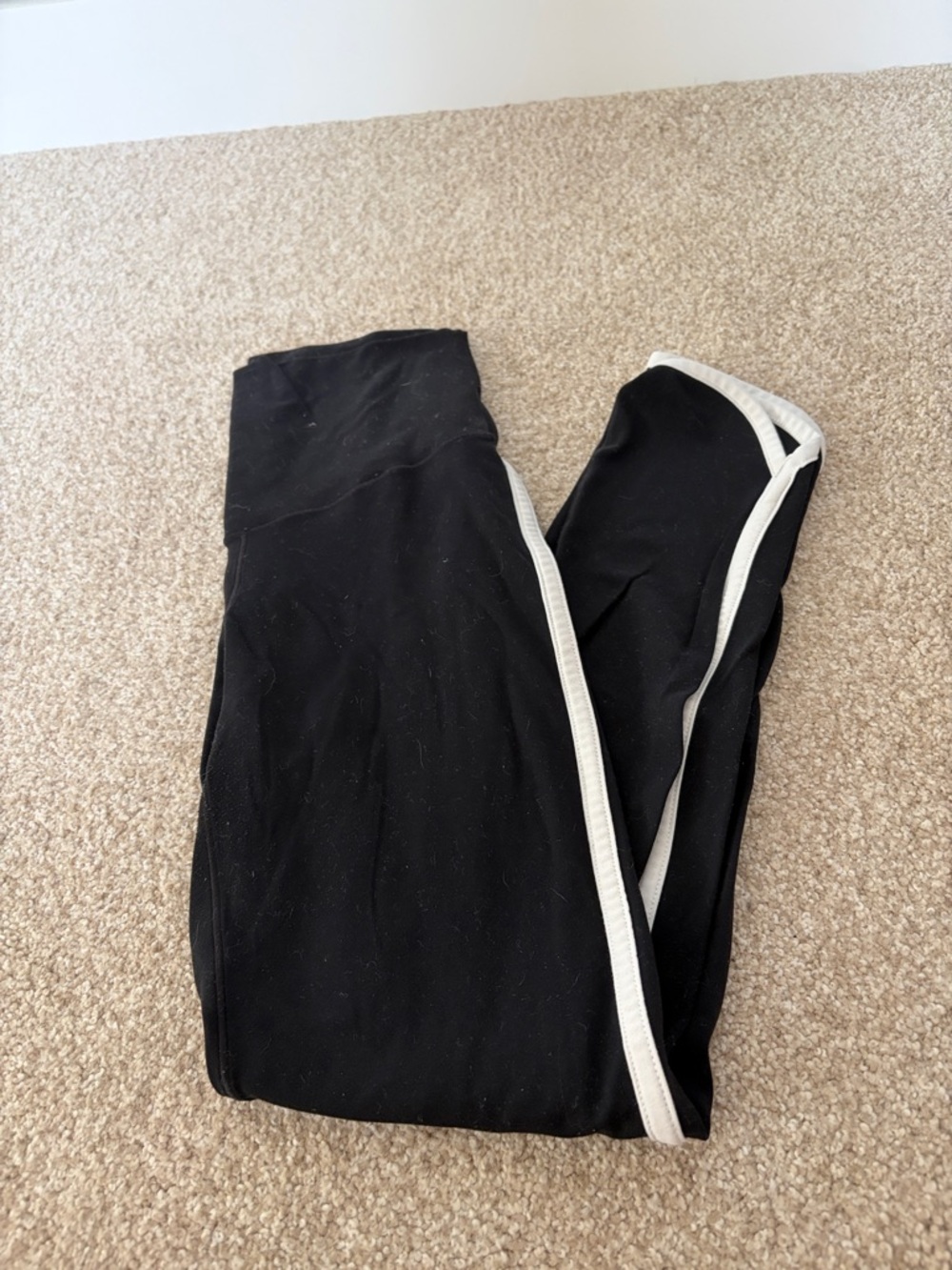 aerie Black Leggings with White Side Stripe